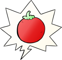 cartoon tomato with speech bubble in smooth gradient style png