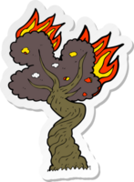 sticker of a cartoon burning old tree png