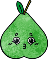 rétro grunge texture dessin animé de une vert poire png