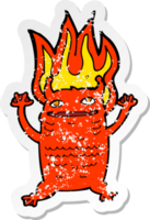 retro noodlijdende sticker van een cartoon klein monster png