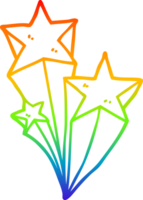 rainbow gradient line drawing of a cartoon shooting stars png