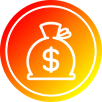 sack of money circular icon with warm gradient finish png