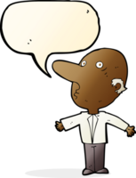 cartoon confused middle aged man with speech bubble png