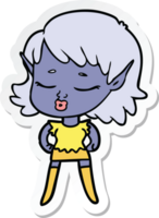 pegatina de una bonita elfa de dibujos animados png