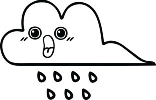 line drawing cartoon of a rain cloud png