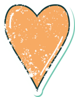 iconic distressed sticker tattoo style image of a heart png