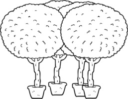 drawn black and white cartoon trees png