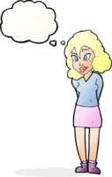 cartoon confused woman with thought bubble png