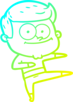 cold gradient line drawing of a cartoon happy man dancing png