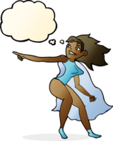 cartoon superhero woman pointing with thought bubble png