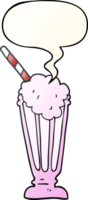 cartoon milkshake with speech bubble in smooth gradient style png