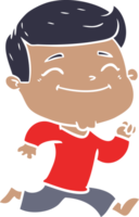 happy flat color style cartoon man running png