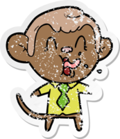 distressed sticker of a crazy cartoon business monkey png