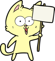 lustige Comic-Katze mit Schild png