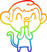arco iris degradado línea dibujo de un dibujos animados riendo mono png