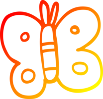 warm gradient line drawing of a cartoon butterfly png