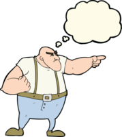 cartoon angry tough guy pointing with thought bubble png