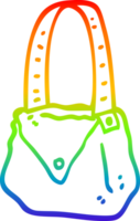 rainbow gradient line drawing of a cartoon satchel png