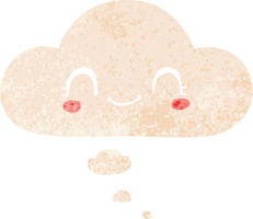 mignonne dessin animé visage avec pensée bulle dans grunge affligé rétro texturé style png