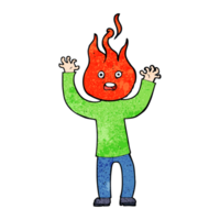 cartone animato uomo con testa su fuoco png