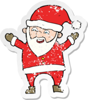 retro distressed sticker of a cartoon santa claus png