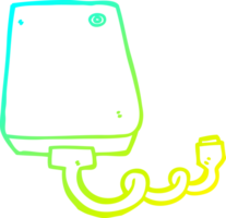 cold gradient line drawing of a cartoon hard drive png