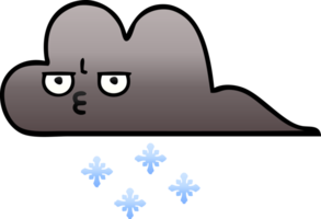 gradient shaded cartoon of a storm snow cloud png