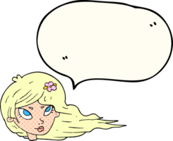 drawn comic book speech bubble cartoon woman with blowing hair png