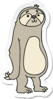 sticker of a quirky hand drawn cartoon sloth png