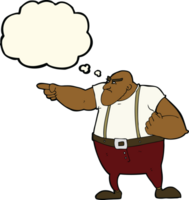 cartoon angry tough guy pointing with thought bubble png