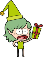 cartoon shocked christmas elf girl png