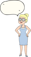 tiré discours bulle dessin animé femme portant des lunettes png