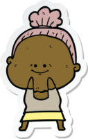 sticker of a cartoon happy old woman png