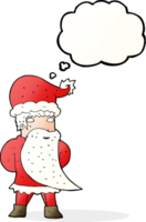 tekenfilm de kerstman claus met gedachte bubbel png