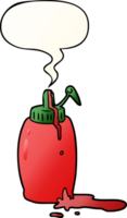 dibujos animados tomate salsa de tomate botella con habla burbuja en suave degradado estilo png