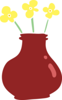 cartoon doodle flower vase png