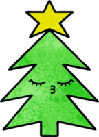 retro grunge textur tecknad serie av en jul träd png