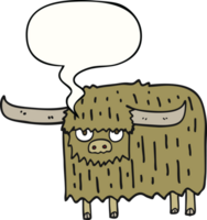 cartoon hairy cow with speech bubble png
