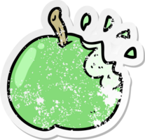 distressed sticker of a cartoon bitten apple png