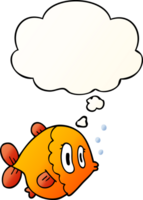 cartoon fish with thought bubble in smooth gradient style png