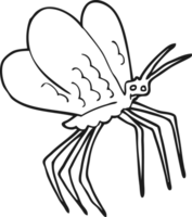 drawn black and white cartoon butterfly png