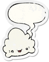 cartoon cloud with speech bubble distressed distressed old sticker png