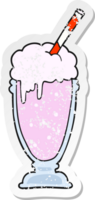 autocollant en détresse d'un milkshake de dessin animé png