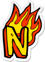 sticker of a cartoon flaming letter png