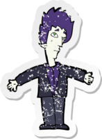 retro distressed sticker of a cartoon vampire man png