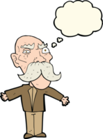 cartoon wütender alter mann mit gedankenblase png