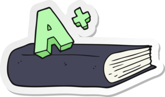 sticker of a cartoon A grade symbol and book png