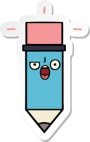 sticker of a cute cartoon pencil png