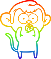 rainbow gradient line drawing of a cartoon shocked monkey png