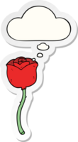 cartoon rose with thought bubble as a printed sticker png